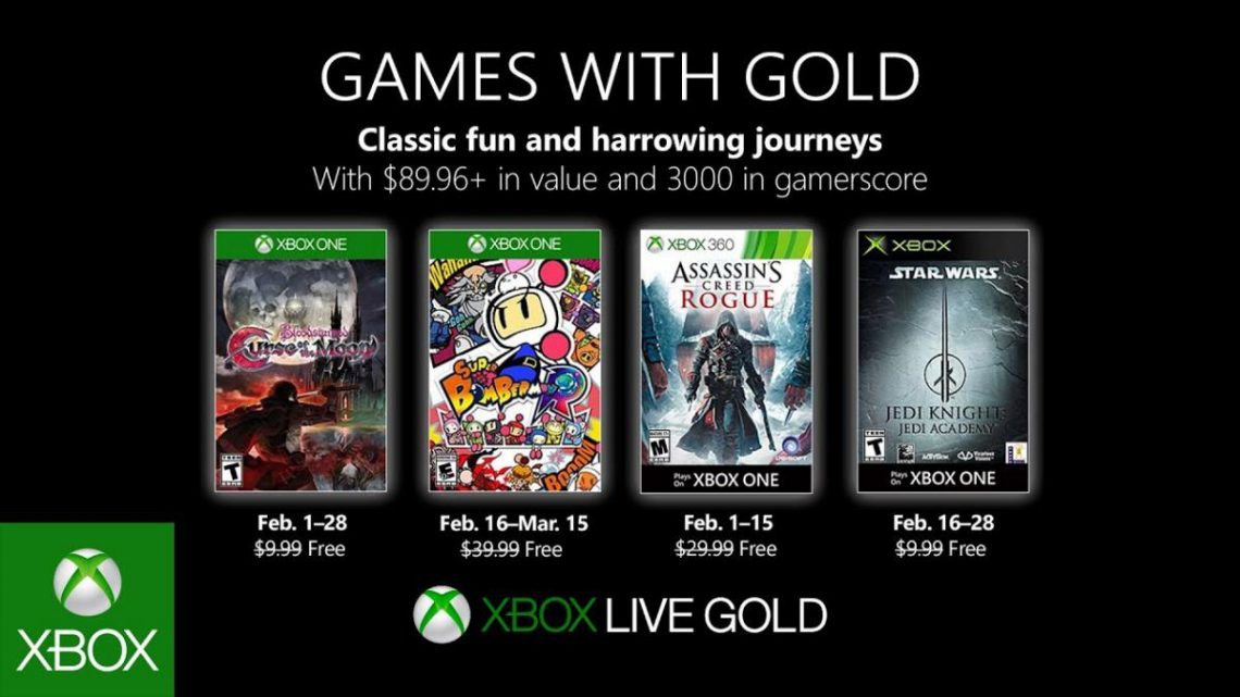 XBOX Games with Gold: Fevereiro inclui o Assassin’s Creed Rogue, Star Wars Jedi Academy e mais XBOX Games with Gold: Fevereiro inclui o Assassin’s Creed Rogue, Star Wars Jedi Academy e mais
