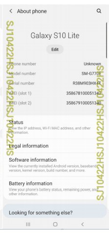 Samung Galaxy S10 Lite