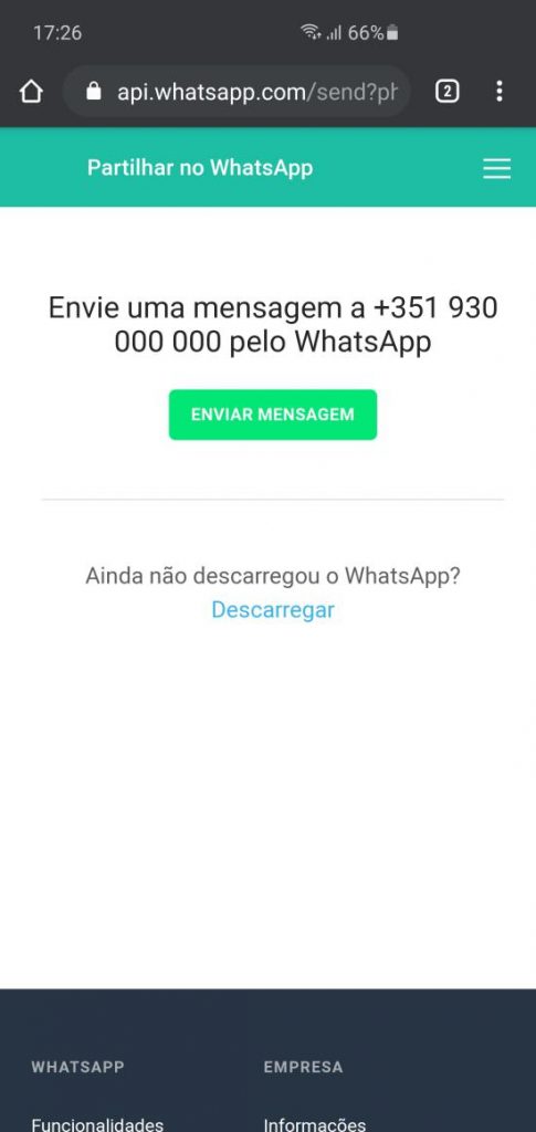 Enviar mensagem WhatsApp
