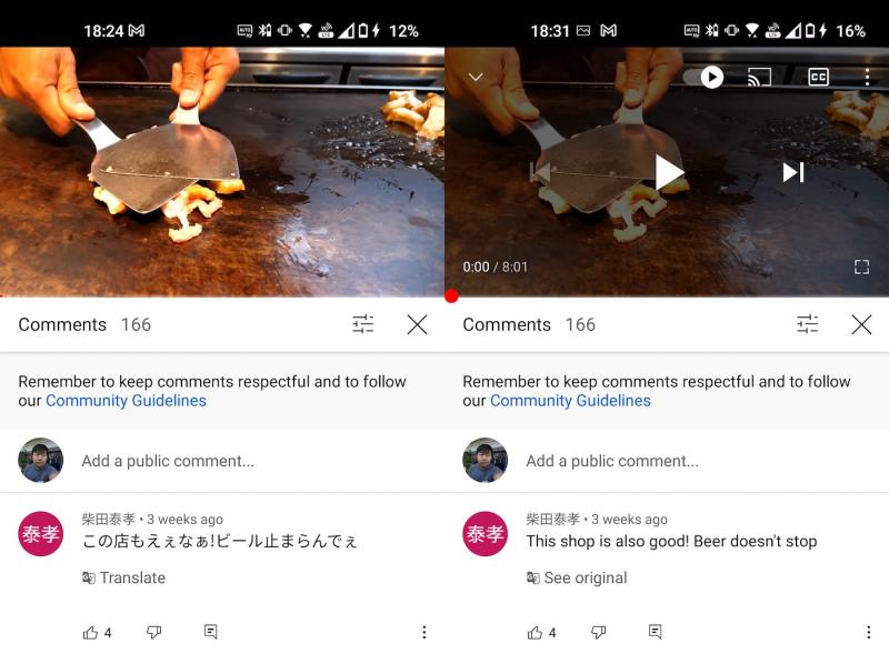 tradução de comentários