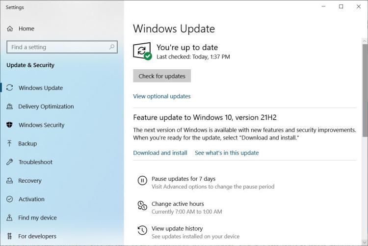 Windows 10 21H2